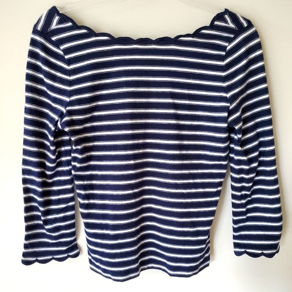 Kate Spade scalloped navy striped top - Picture 4 of 6